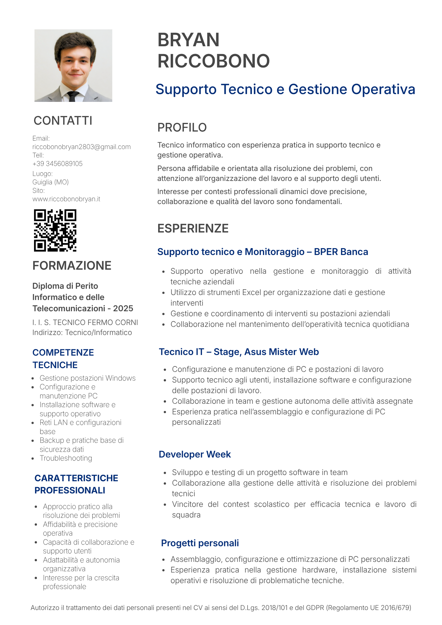 Curriculum Vitae Bryan Riccobono